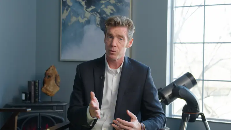 Client speaking into professional microphone
