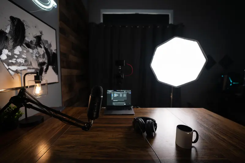 Content creator enjoying recording session in studio