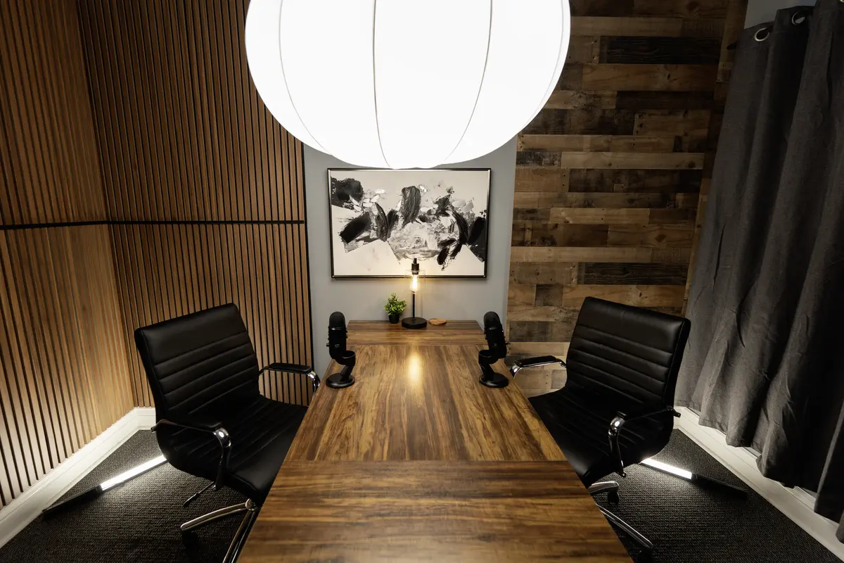 Inside Aloha Media Studio's podcast room in Eagle, Idaho